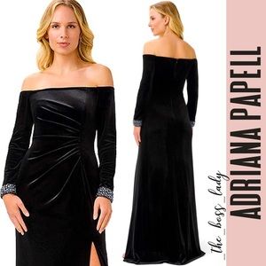 🌺 NWT Adrianna Papell dress velvet gown evening embellished